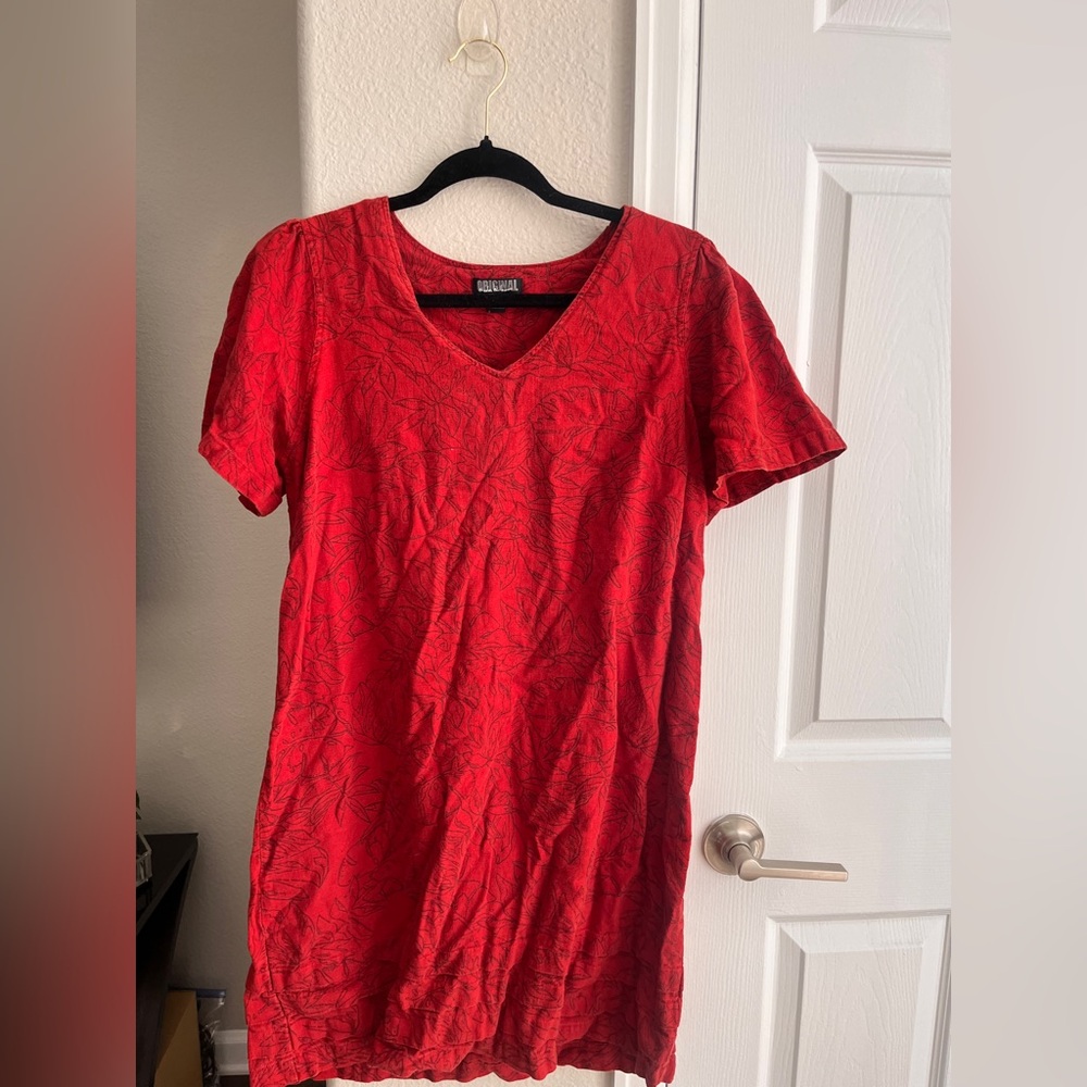 Nicole Miller Red V-Neck Top